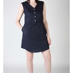 Birds of North America Black Linen Blend Honeycreeper Dress Size S